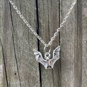 Silver Bat Pendant Necklace